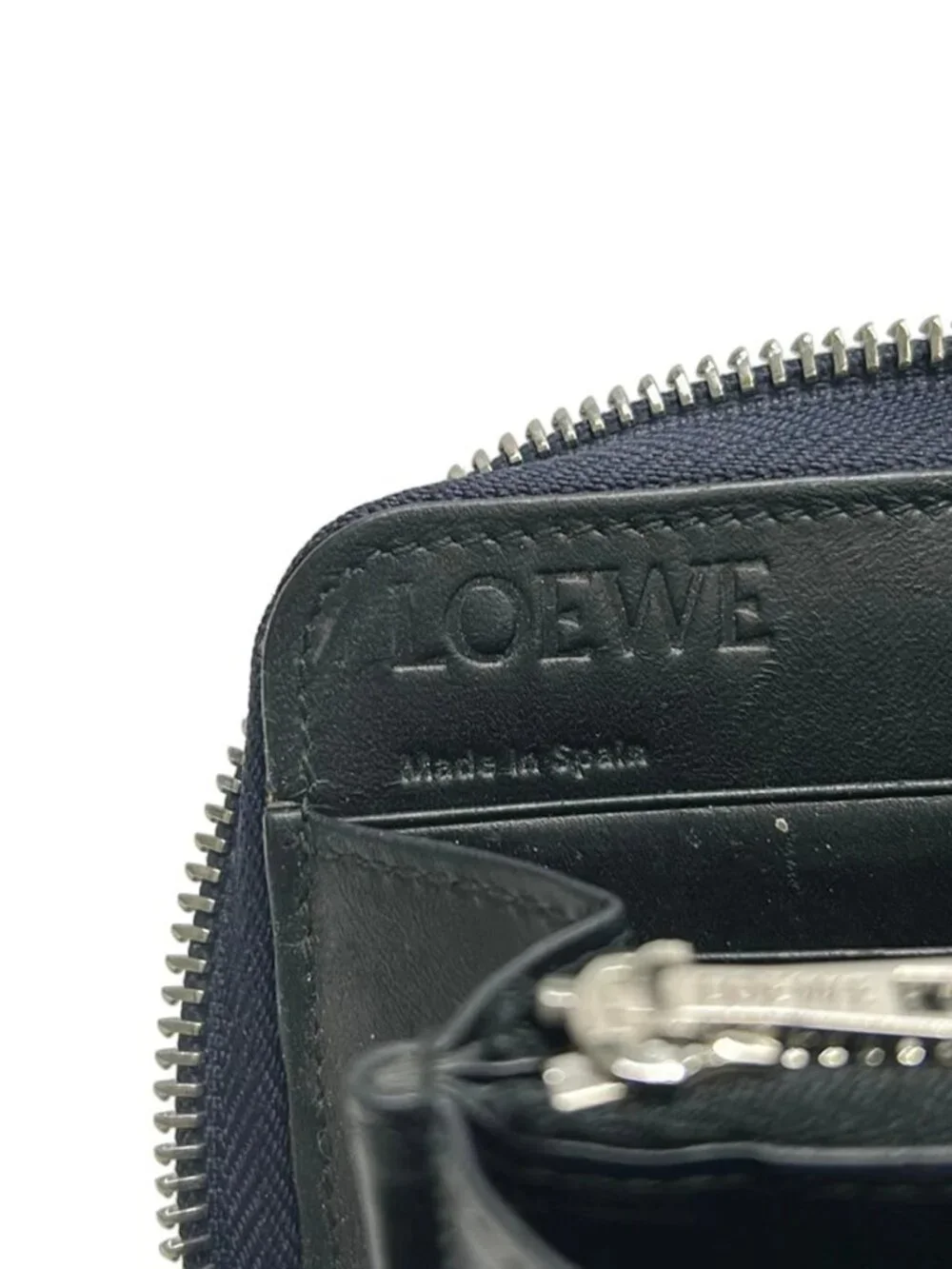 LOEWE Zip Around Wallet Stars Navy Cream Leather Long Wallet